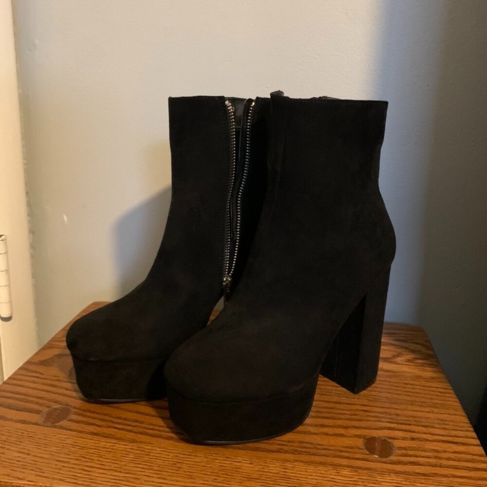 Black suede boots